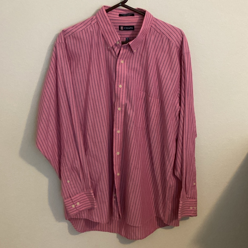 Chaps Men's Pink Striped Dress Shirt